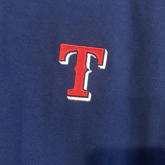 Texas Rangers Medium Polo Shirt Men's Blue Red White "T" Logo MLB Fan Baseball - Picture 2 of 8